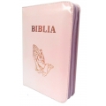 Biblie imbracata in  piele, culoare roz pal